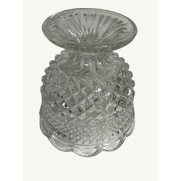 Clear Cut Glass Pedestal Bowl 8" across 7" Tall, Scalloped Edge Vintage - Picture 8 of 14